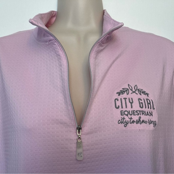 Bette & Court Sunshirt in true pink. 1/4 zip. Size Large - Picture 6 of 6